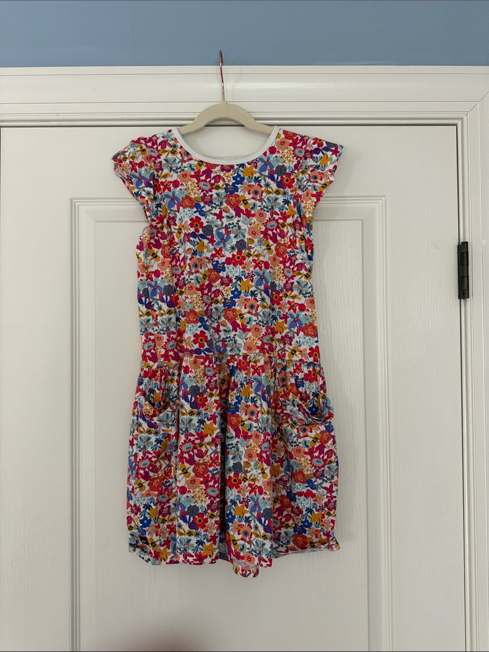 Tea Collection Girls' Floral Pocket Dress - White, Pink, Blue, Yellow